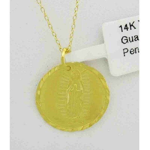Solid Virgen Of Guadalupe Pendant 14k Yellow Gold